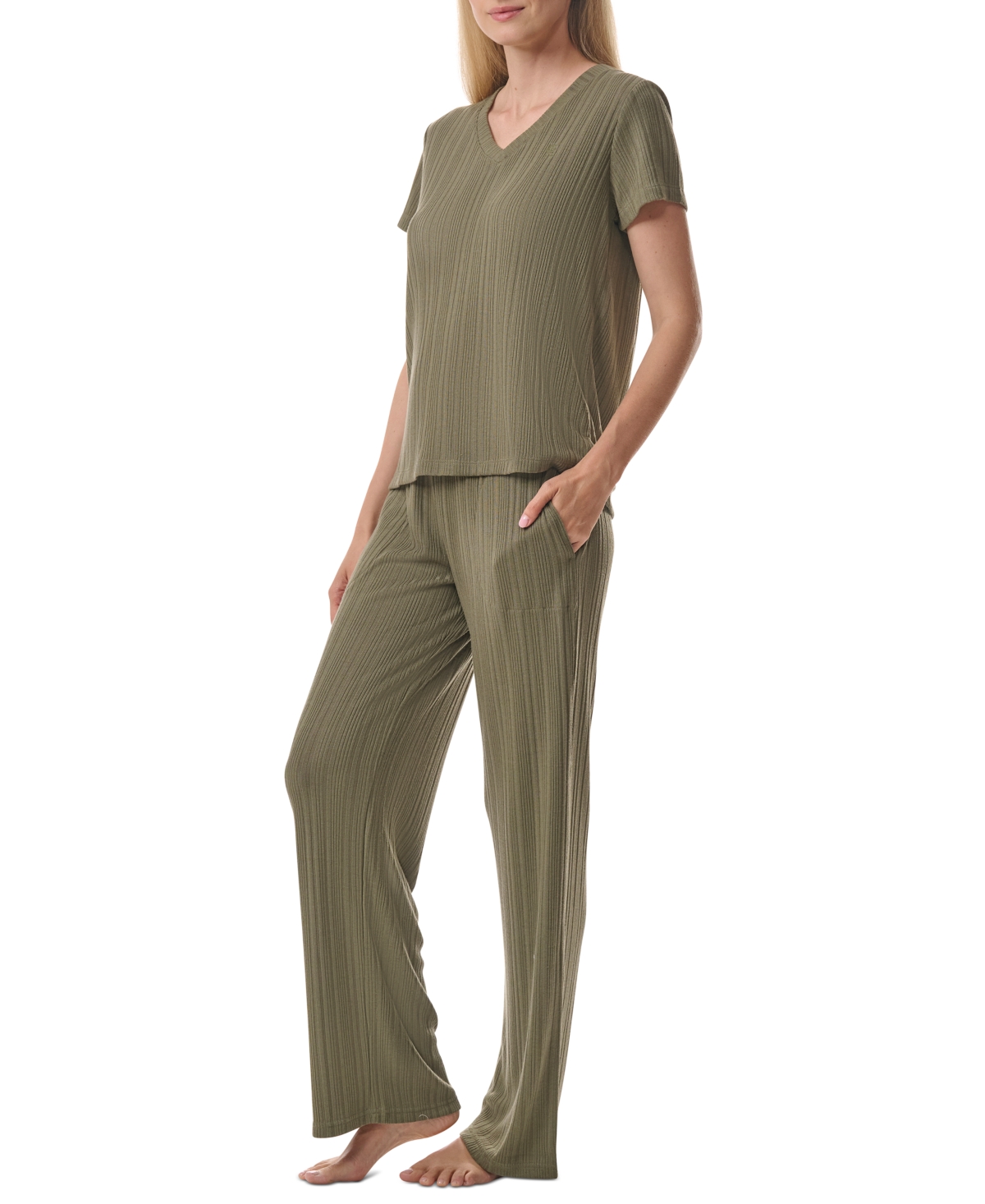 Tommy Hilfiger Women's 2-Pc. Short-Sleeve Ribbed Pajamas Set