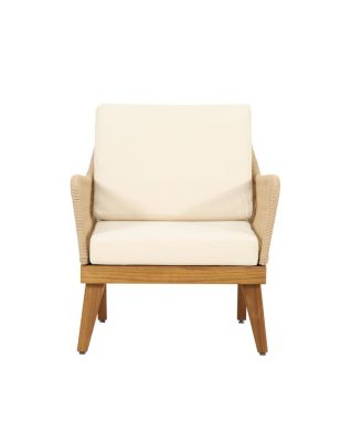 Streamdale Acacia Wood Chat Set With Rope Weave And Water-Resistant Cushions