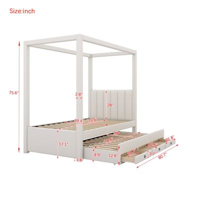 Streamdale Twin Canopy Platform Bed with Trundle and Storage