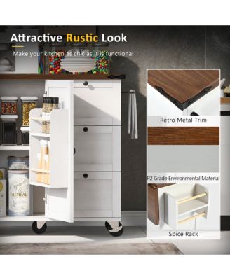 Farmhouse Storage Drop-Leaf Outlet Kitchen Island