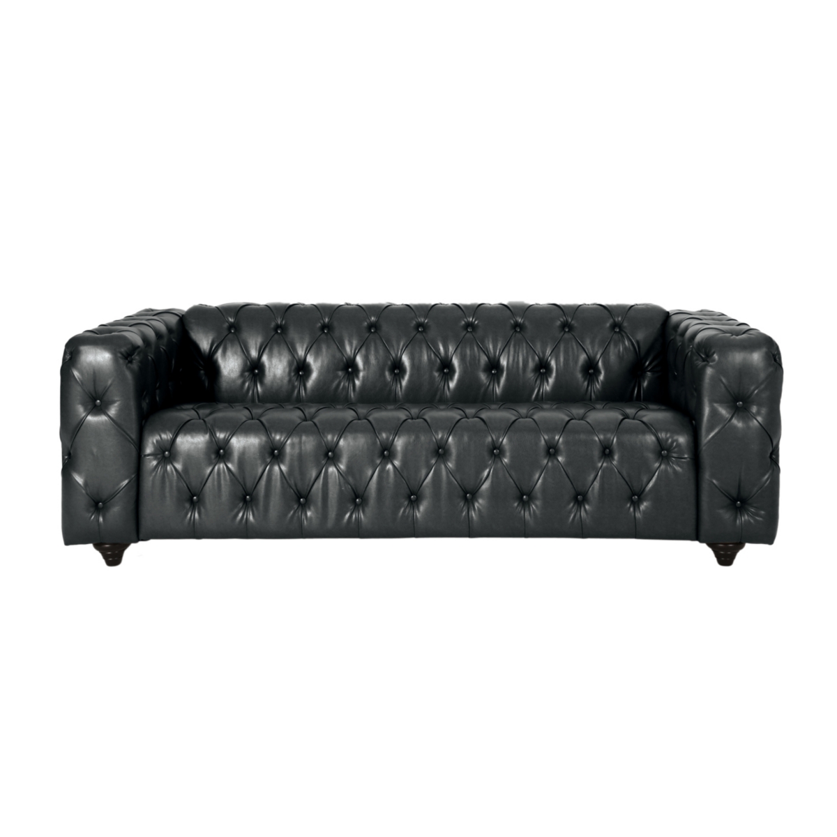 Streamdale Furniture 3-Seat Sofa: Button-Tufted, Solid Wood Legs, Pu Fabric