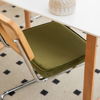 Streamdale Mid-Century Velvet Rattan Dining Chairs