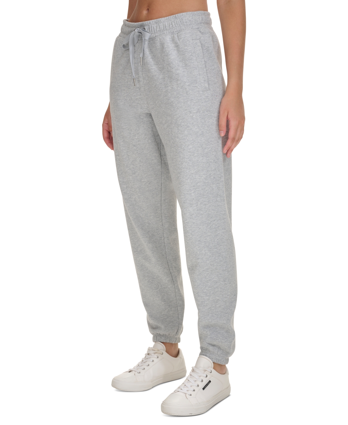 Calvin Klein Women's Fleece High Waist Drawstring Sweatpants In Pearl Heather Grey