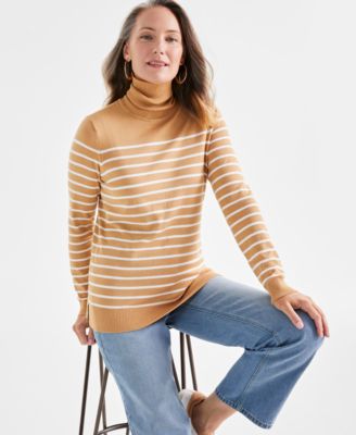 Style & Co - Petite Striped Turtleneck Sweater