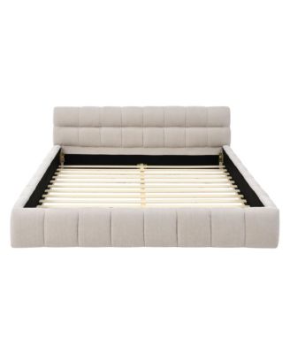 Streamdale Queen Size Upholstered Platform Bed with Chenille Fabric Headboard