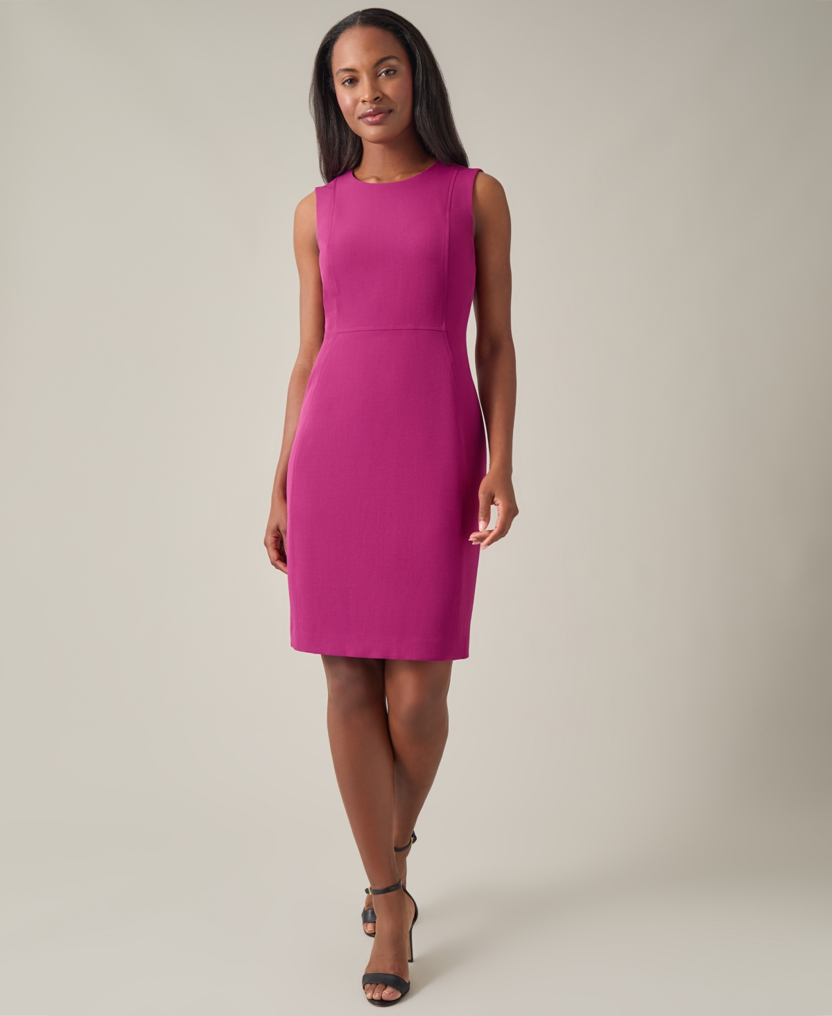 Women's Sleeveless Princess-Seam Sheath Dress - Cerise
