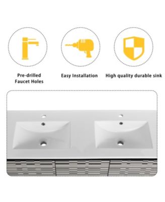 48'' Wall-Mounted Bathroom Vanity with Soft-Close Doors