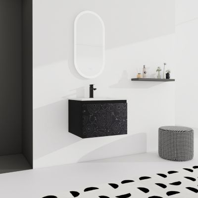 Wall-Mounted Bathroom Vanity with Ceramic Sink & Soft-Close Doors