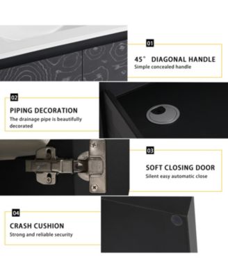 Wall-Mounted Bathroom Vanity with Ceramic Sink & Soft-Close Doors