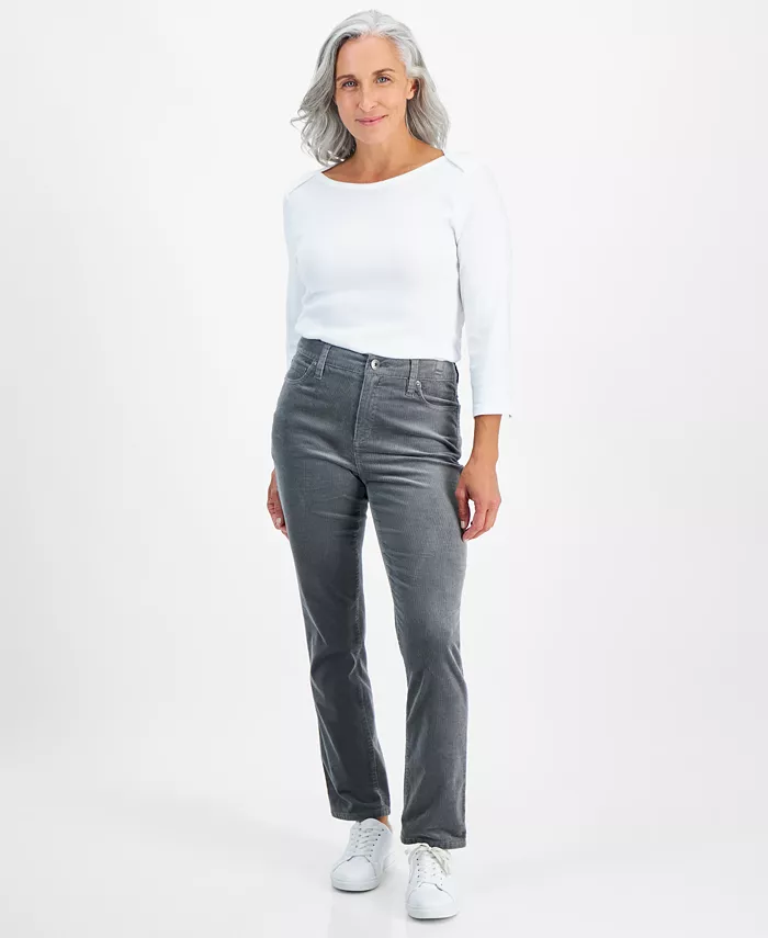 Petite Straight-Leg Corduroy Jeans
