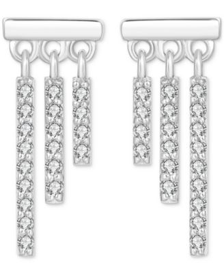 Diamond Graduated Triple Bar Drop Earrings (1/5 ct. t.w.) in Sterling Silver