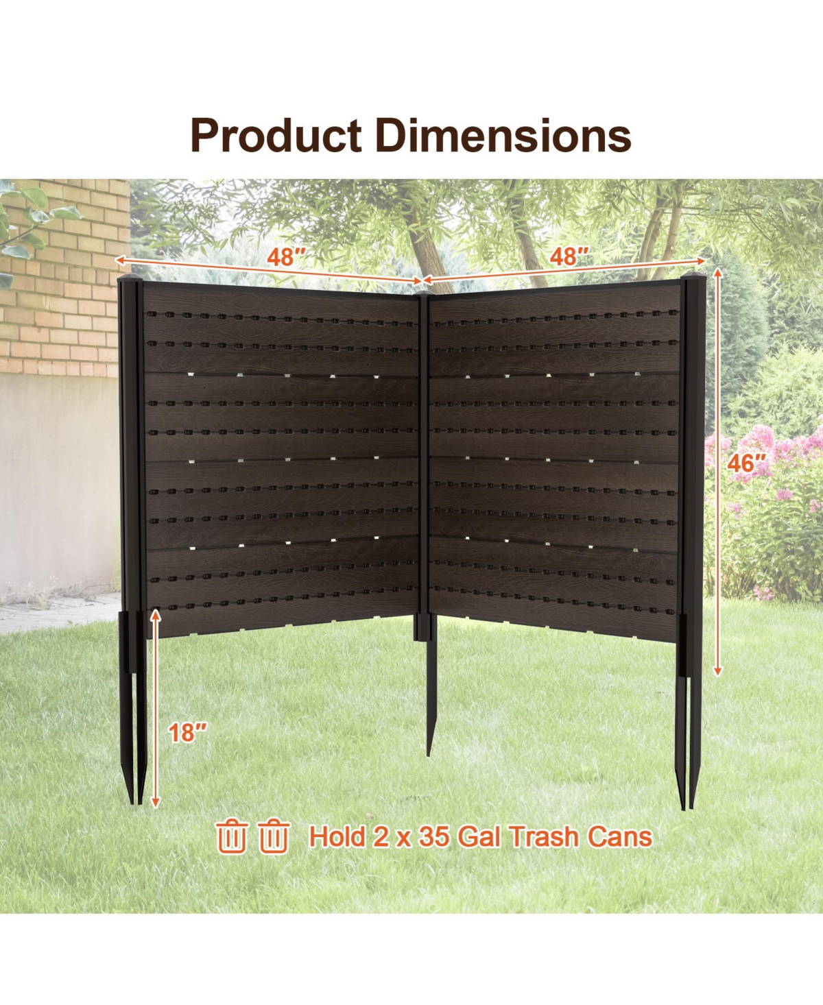 Outdoor Privacy Fence Screen with 5 Ground Stakes for Garden Yard Patio