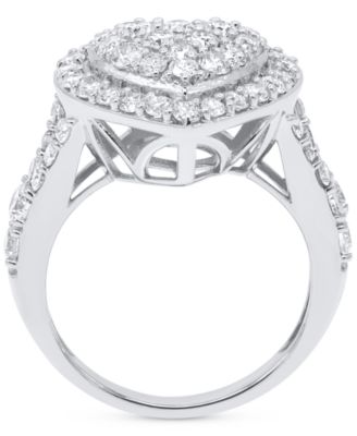 Lab Grown Diamond Heart Halo Cluster Ring (2 ct. t.w.) in Sterling Silver