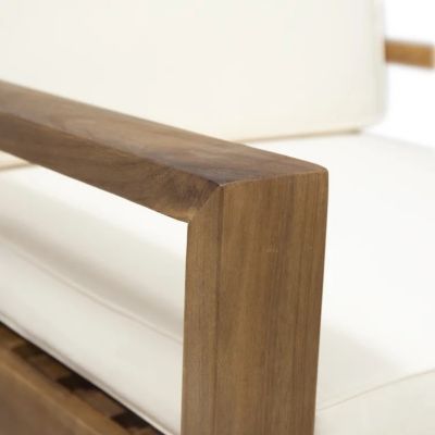 Streamdale  Furniture Set of 1 Wire Brushed Finish With Acacia Wood Club Chair