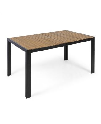 Streamdale Modern Acacia Wood & Iron Outdoor Dining Table