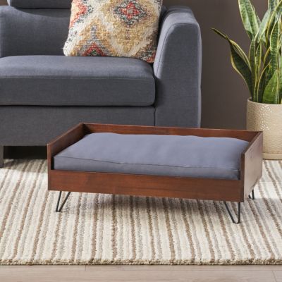 Streamdale Mid-Century Modern Pet Bed With Acacia Wood Frame And Hairpin Legs