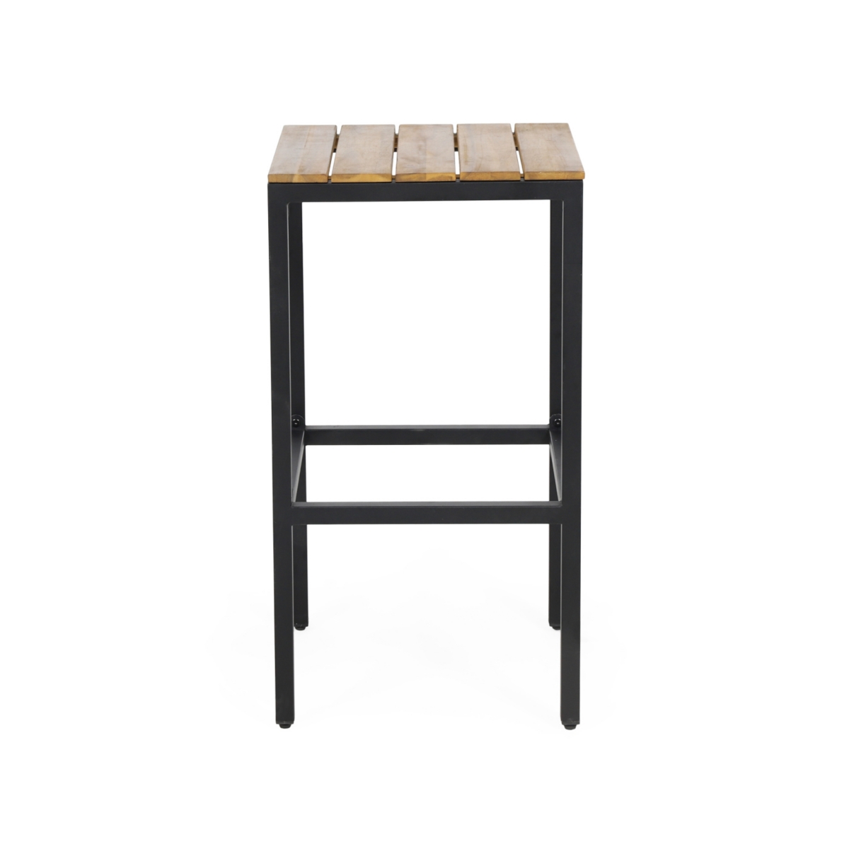 Simplie Fun Noe Acacia Wood Bar Stools, Set Of 2, Teak Finish, Black