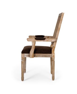 Streamdale Elegant Upholstered Dining Chair With Cane Backrest And Armrests