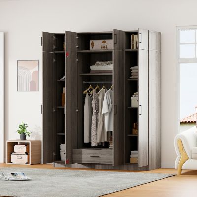 Streamdale  4-Door  Wardrobe  Drawer & Cabinet Storage Freestanding Bedroom Closet