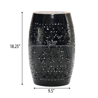 Streamdale 12" Mosaic Side Table Pattern, Black Iron Frame