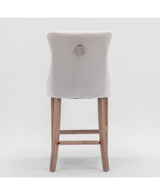 Velvet Barstools with Button Tufted Backrest and Chrome Trim (Set Of 2)