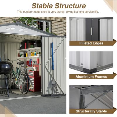 8 x 6 FT All-Weather Metal Storage Shed with Lockable Doors