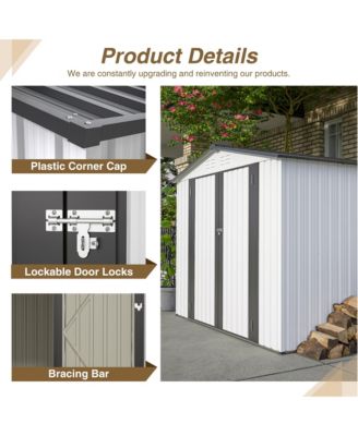 8 x 6 FT All-Weather Metal Storage Shed with Lockable Doors
