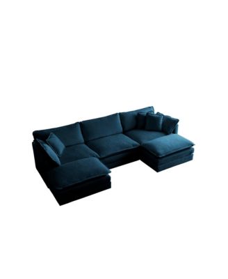 5-Seater U-Shaped Sectional Sofa with Ottomans