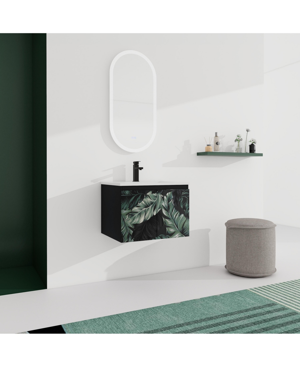 Simplie Fun Wall-Mounted Bathroom Vanity with Ceramic Sink & Soft-Close Doors