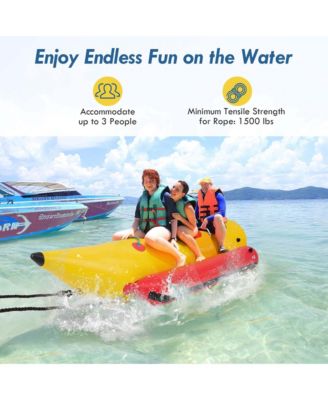 3-Person Inflatable Banana Boat with Boating and Water Sports Electric Air Pump