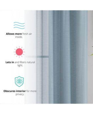 2 Piece Semi Sheer Voile Window Curtain Drapes Grommet Panels for Bedroom, Living Room & Kids Room