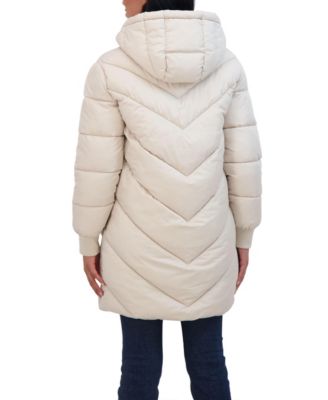 Juniors' 3/4 Puffer Jacket with Hood