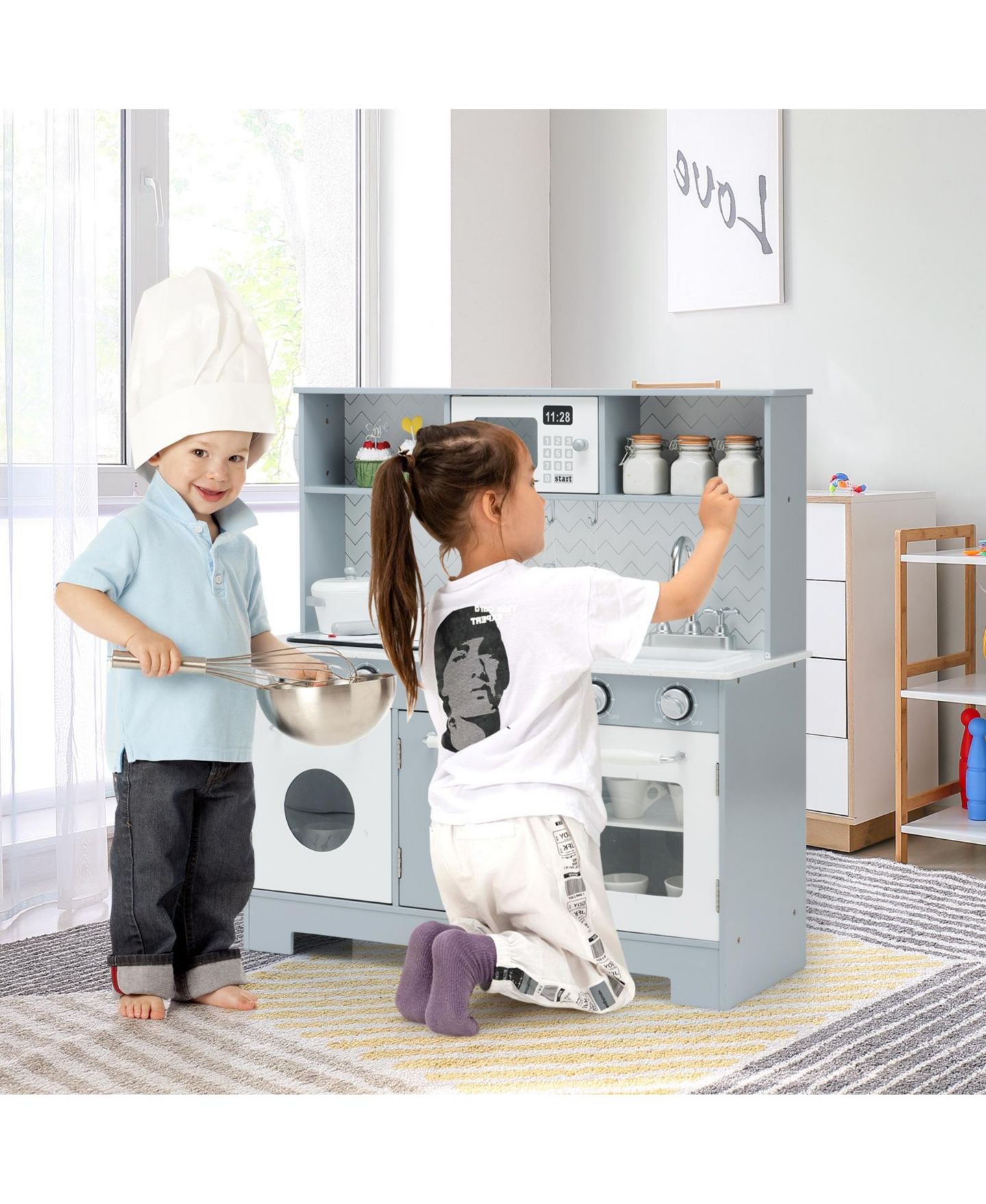 Детский игровой набор SUGIFT Wooden Kitchen Playset with Lights and Sounds, Ages 3+ — фото 3
