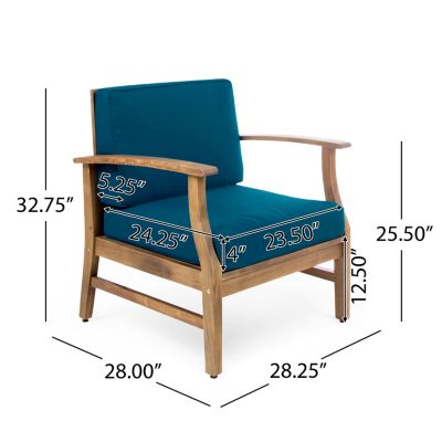 Streamdale Perla Acacia Wood Club Chair With Water-Resistant Cushion