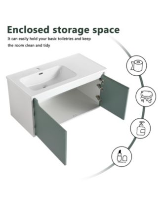 Simplie Fun Wall-Mounted Vanity with Ceramic Sink and Soft-Close Door