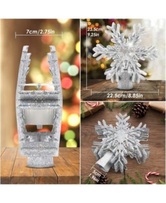 9.6” Christmas Tree Topper with Silver Snowflake LED Projector