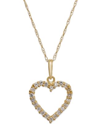 Cubic Zirconia Heart Pendant Necklace in 10k Gold - Macy's