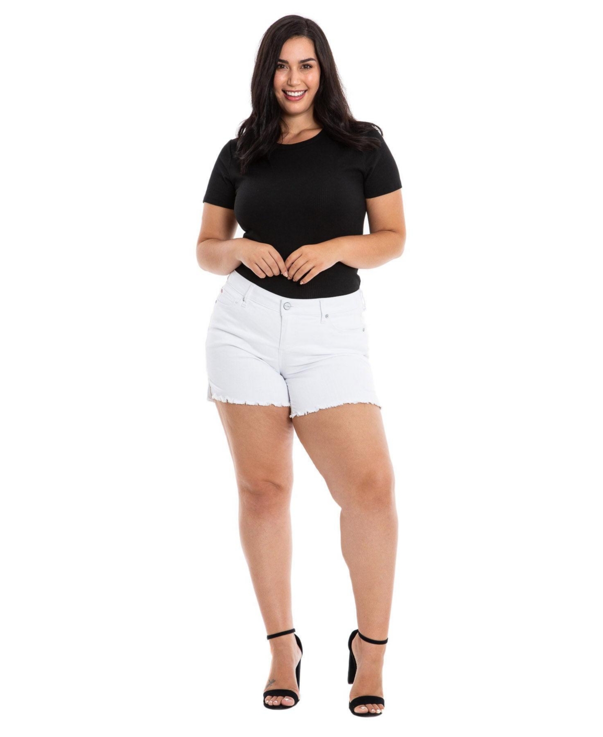 Plus Size Side Vent Shorts - White