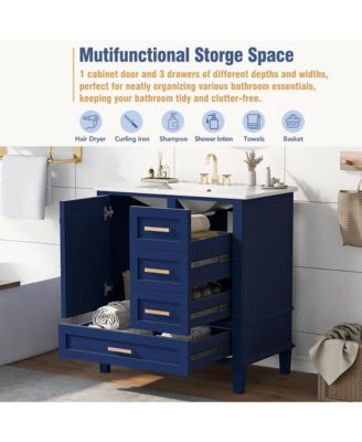 30" Modern Bathroom Vanity with Sink and Storage