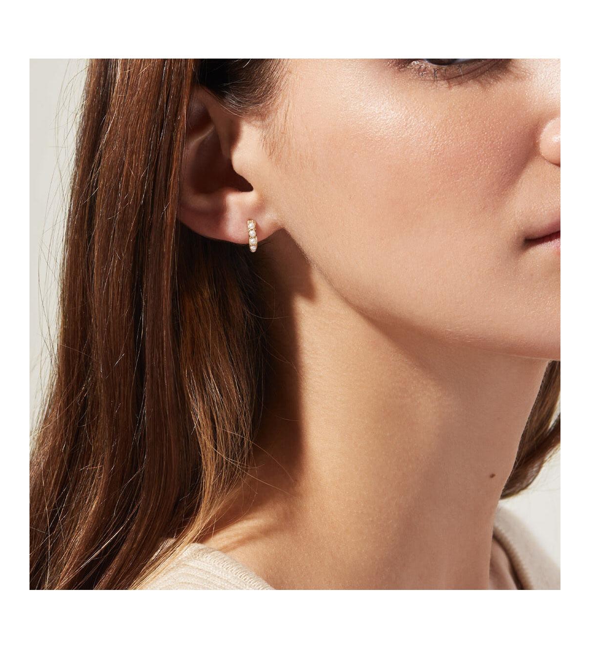 Ana Luisa Pearl Huggie Hoops - Ashley