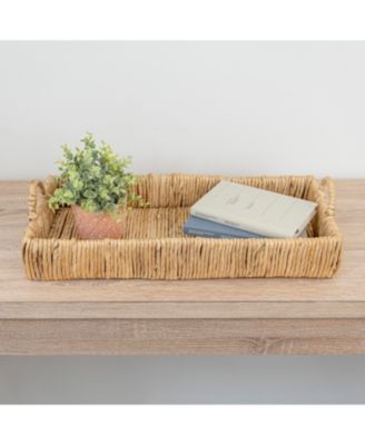 Anika 22.5&amp;quot; Traditional Southwestern Hand-Woven Abaca Tray with Handles, Natural