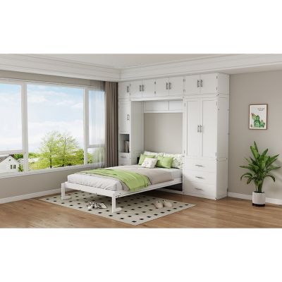 Full Size Murphy Bed with Lockers & Wardrobes