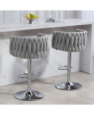 Streamdale 360 Swivel Bar Stools with Woven Back & Footrest (Set Of 2)
