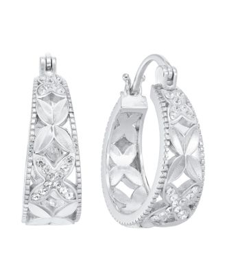 Clear Crystal Flower Hoop Earring