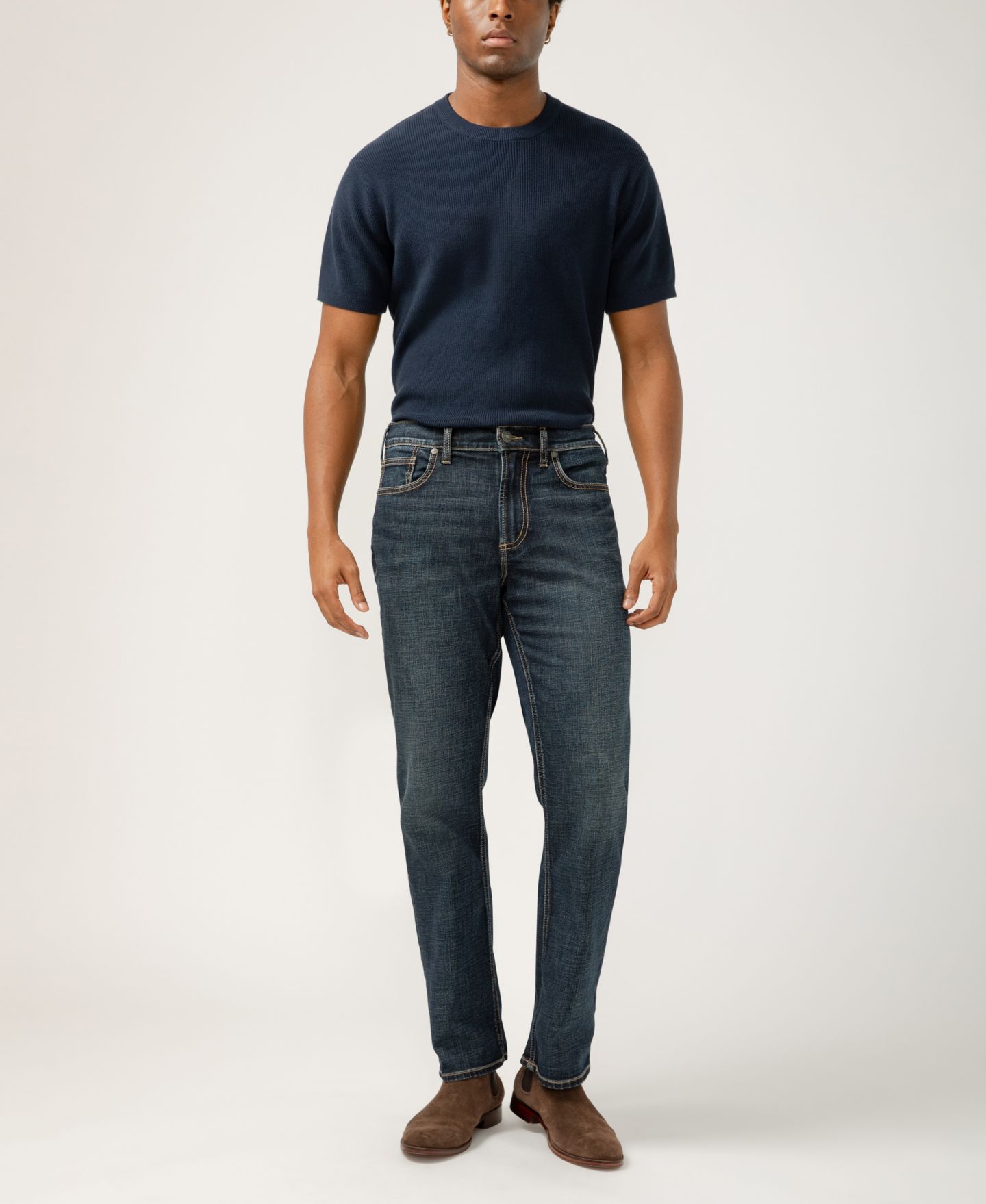 Мужские джинсы Silver Jeans Co. Grayson Classic Fit Straight Leg Luxe Heritage, цвет: Индиго — фото 5