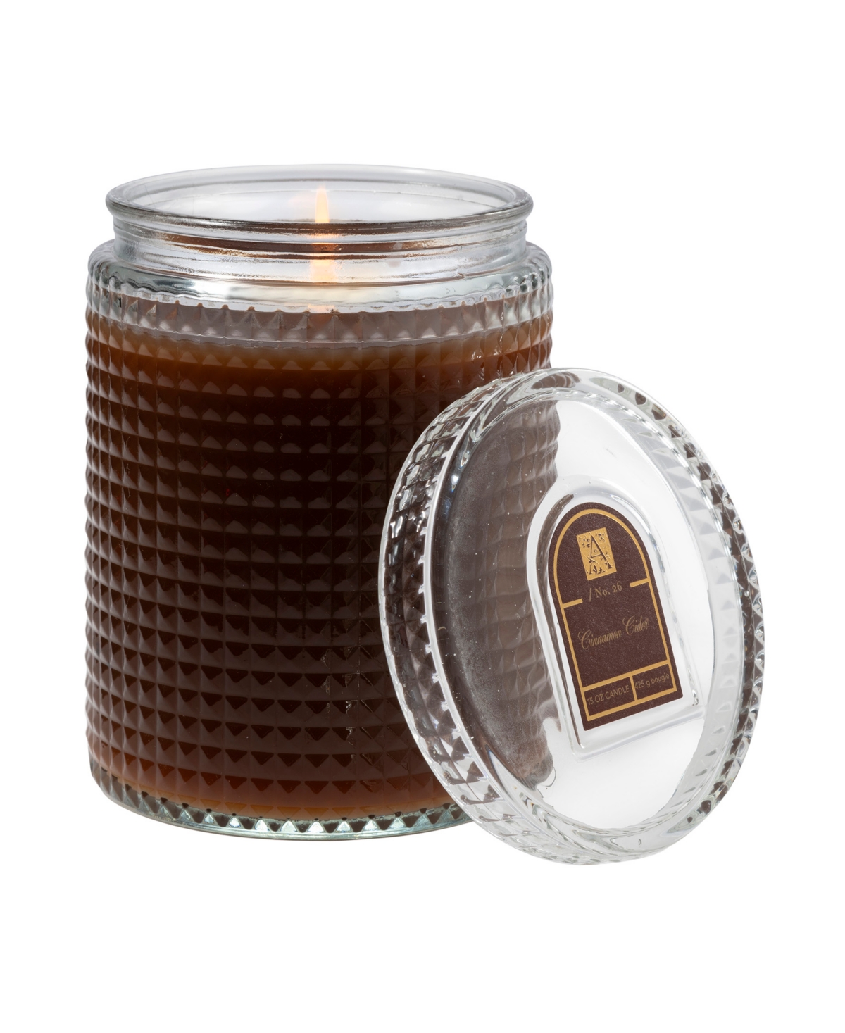 Aromatique Cinnamon Cider Textured Glass Candle With Lid, 15oz In Honey Brown