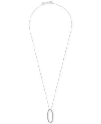 Diamond Open Oval 18" Pendant Necklace (1/2 ct. t.w.) in 14k White or Yellow Gold, Created for Macy's