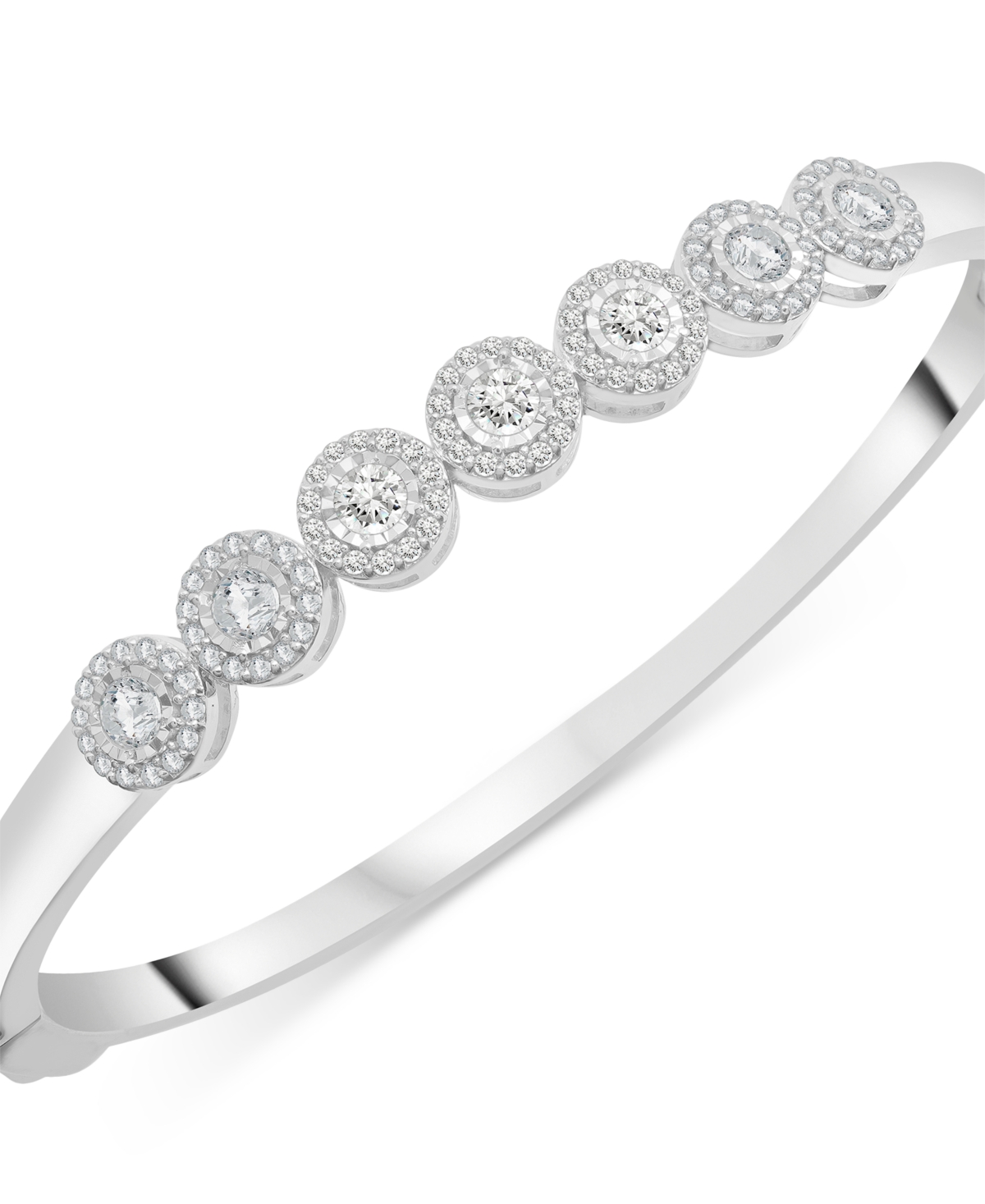 Wrapped In Love Diamond Halo Bangle Bracelet (1 Ct. T.w.) In Sterling Silver In Sterling Silver