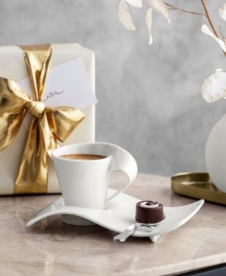 New Wave Caff&egrave; Espresso Cups & Saucers, Service for 2