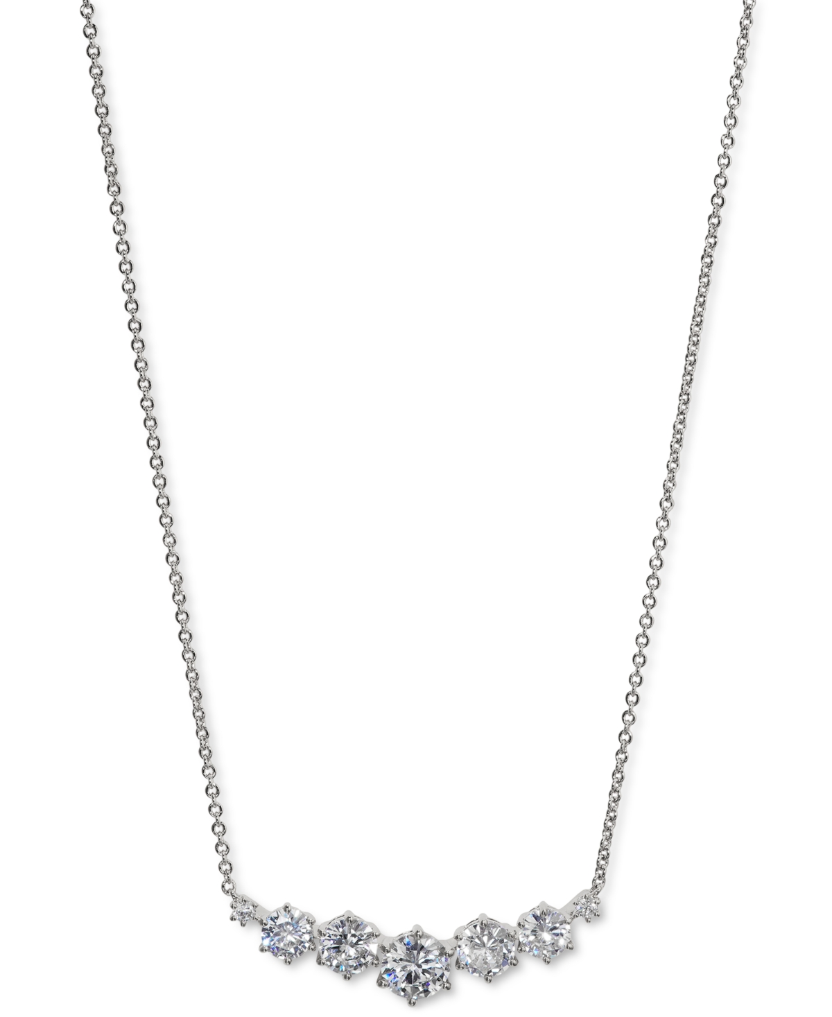 Eliot Danori Rhodium-plated Cubic Zirconia Statement Necklace, 16" + 2" Extender, Created For Macy's In Rhodium